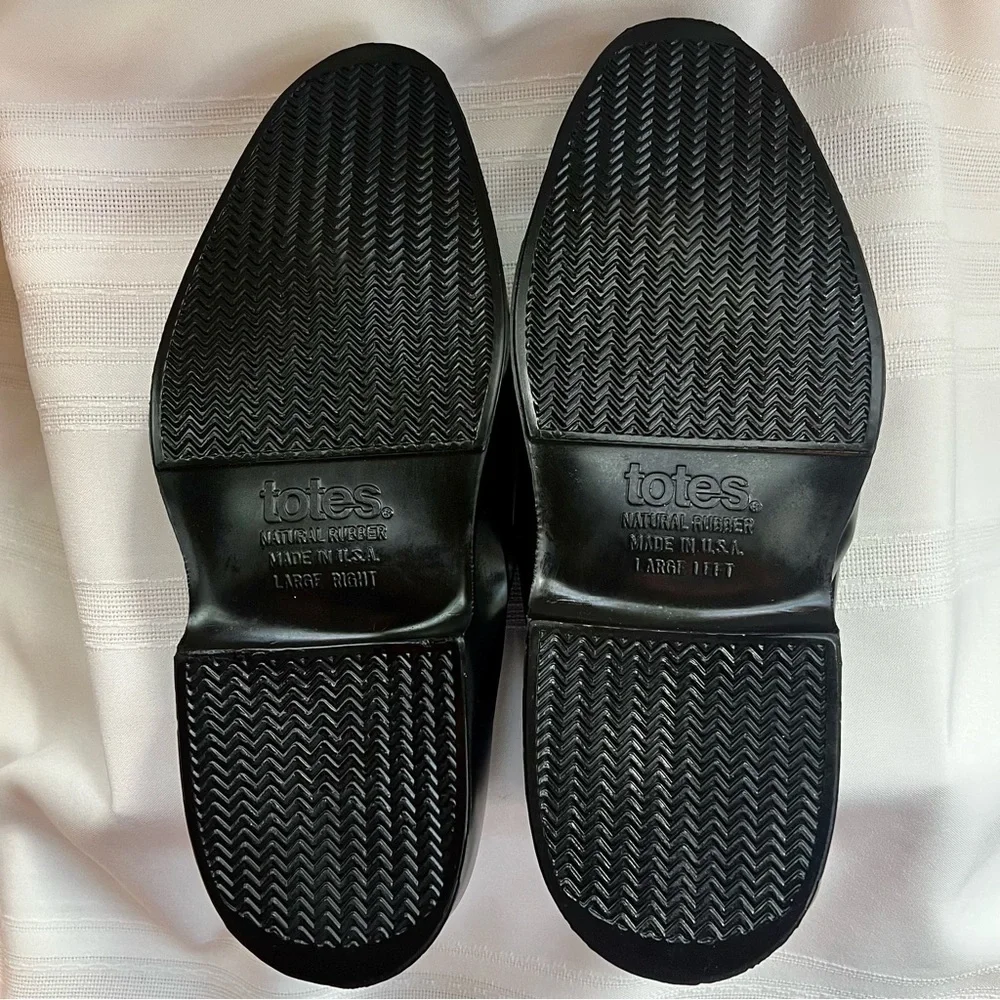 totes Men's BLACK Loafer Style Rubber Overshoes / Rain Shoes Large‎ 9.5-11 NIB